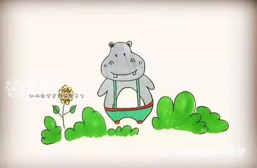 幼儿园简笔画:河马 幼儿园简笔画:河马